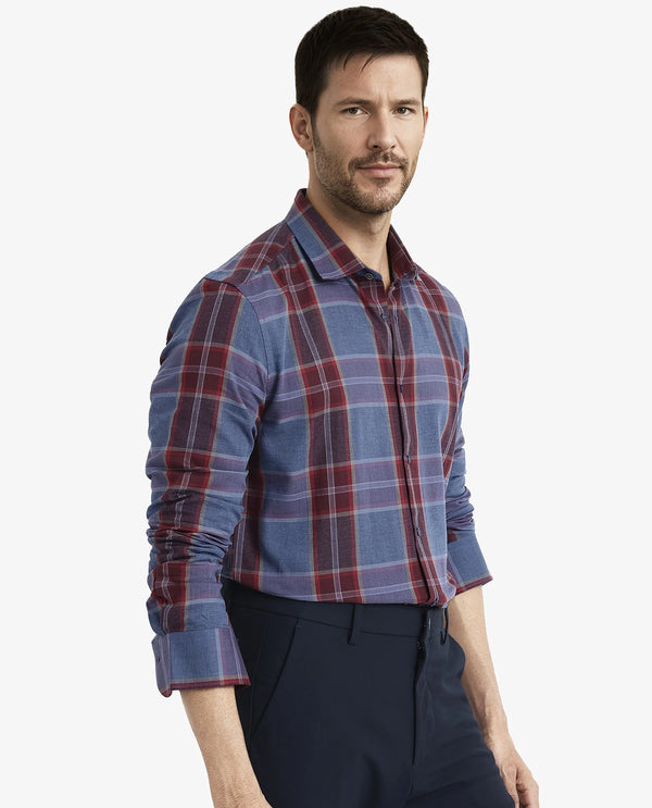 Rare Rabbit  Men's Paina Red Cotton Fabric Full Sleeves Regular Fit Twill Dupplin Checks Shirt