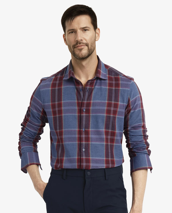 Rare Rabbit  Men's Paina Red Cotton Fabric Full Sleeves Regular Fit Twill Dupplin Checks Shirt