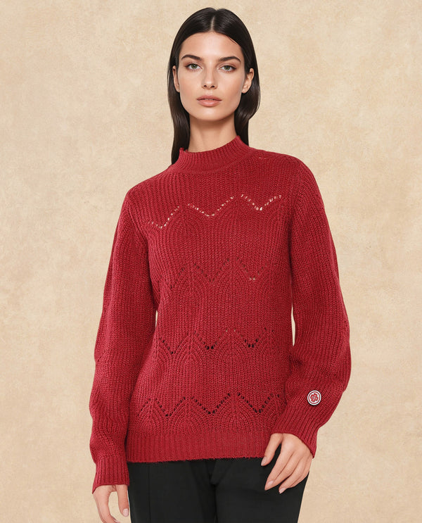 Rareism Women Pandora Maroon Relaxed Fit Plain Sweater