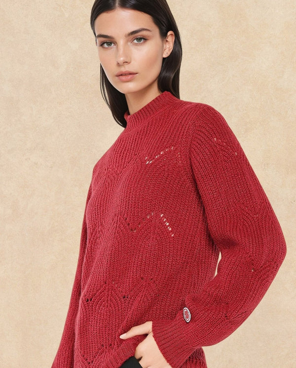 Rareism Women Pandora Maroon Relaxed Fit Plain Sweater