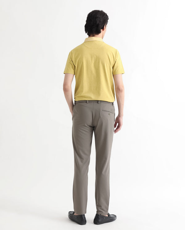 Rare Rabbit Men's Panel Yellow Cotton Fabric Collared Neck Zipper Closure Half Sleeves Melange Polo T-Shirt