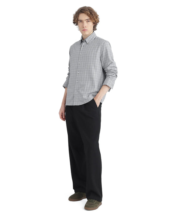 Rare Rabbit Men's Pankal Black Cotton Fabric Full Sleeve Oversized Fit Checks Shirt