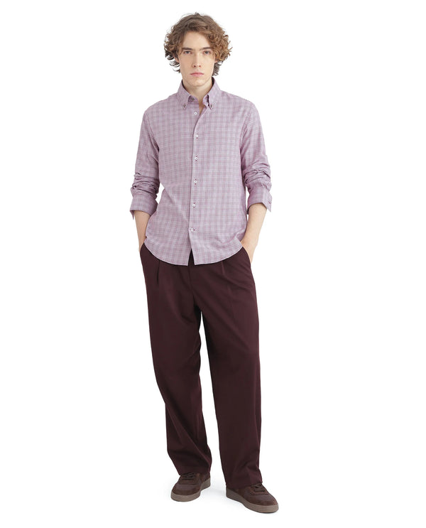 Rare Rabbit Men's Pankal Maroon Cotton Fabric Full Sleeve Oversized Fit Checks Shirt