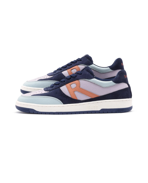 Rare Rabbit Men's Parallax Purple / Navy Genuine Suede Colorblock Low-Top Lace-Up Sneaker Shoes