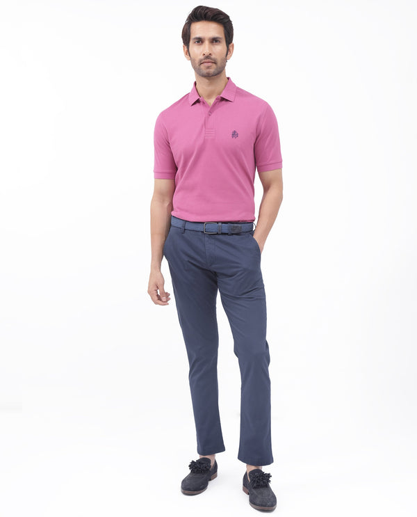 Rare Rabbit Mens Paret-Bright Pink Short Sleeve Embroidered Logo Plain Polo T-Shirt