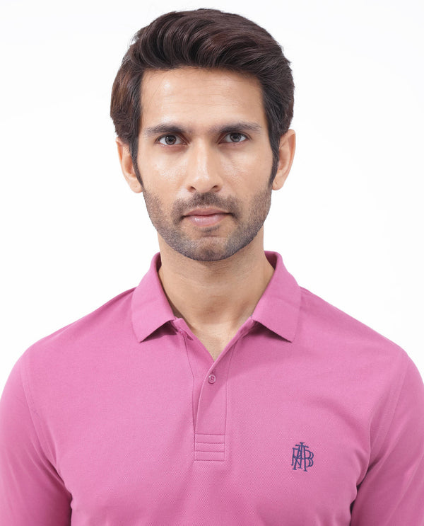 Rare Rabbit Mens Paret-Bright Pink Short Sleeve Embroidered Logo Plain Polo T-Shirt