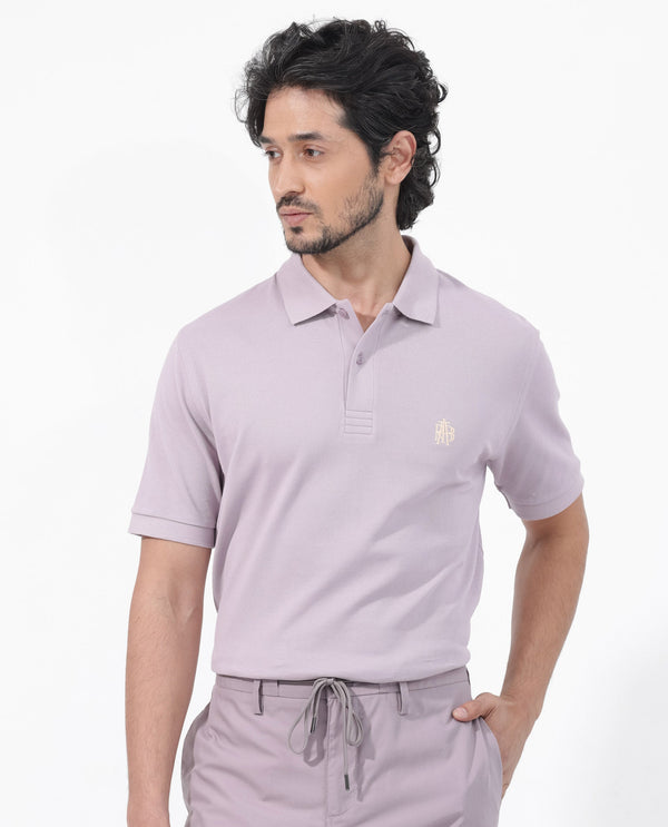 Rare Rabbit Mens Paret-Bright Purple Short Sleeve Embroidered Logo Solid Polo T-Shirt