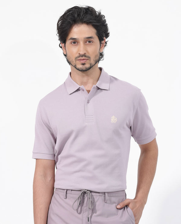 Rare Rabbit Mens Paret-Bright Purple Short Sleeve Embroidered Logo Solid Polo T-Shirt