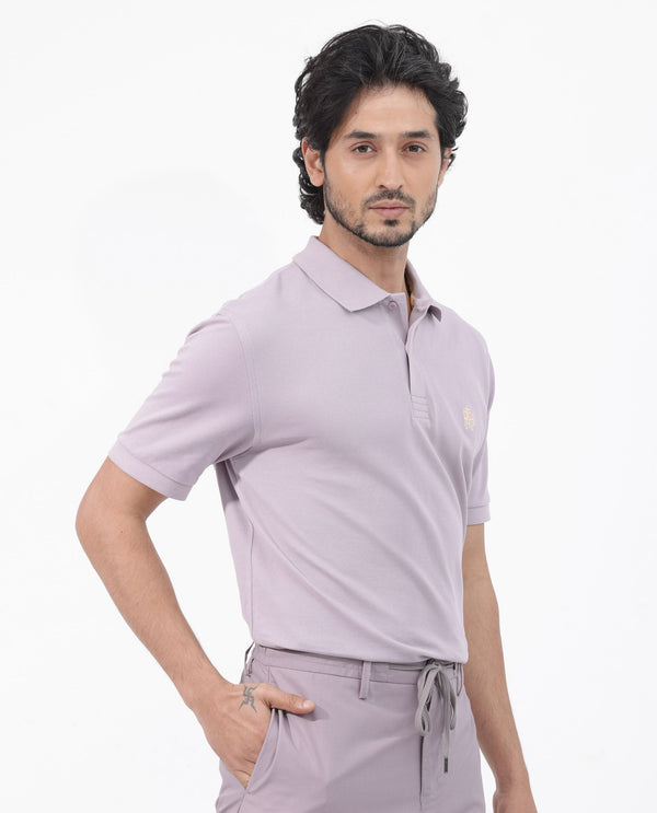 Rare Rabbit Mens Paret-Bright Purple Short Sleeve Embroidered Logo Solid Polo T-Shirt
