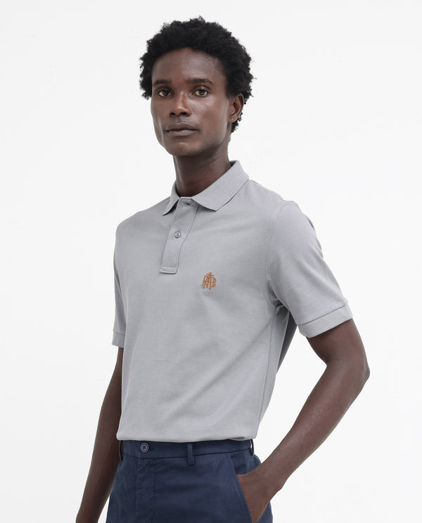 Rare Rabbit Mens Pareto Grey Cotton Short Sleeve Embroidered Logo Solid Polo T-Shirt
