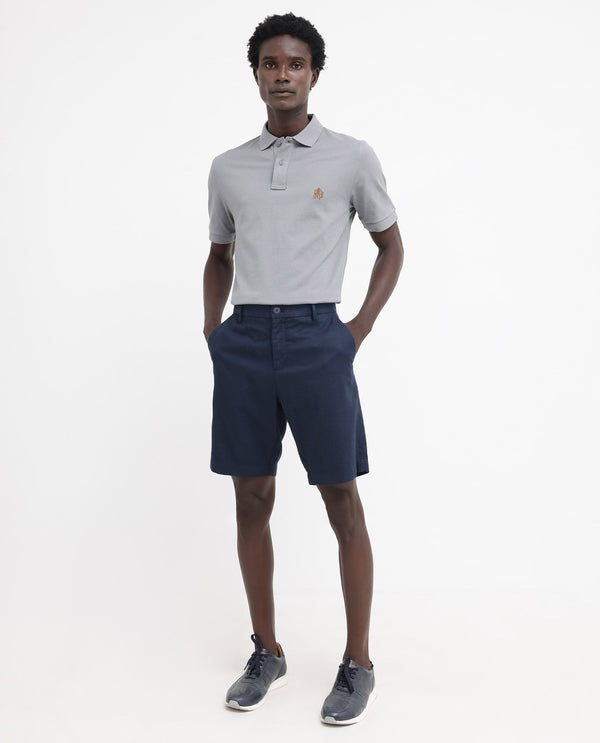 Rare Rabbit Mens Pareto Grey Cotton Short Sleeve Embroidered Logo Solid Polo T-Shirt