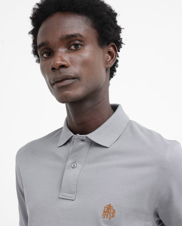 Rare Rabbit Mens Pareto Grey Cotton Short Sleeve Embroidered Logo Solid Polo T-Shirt