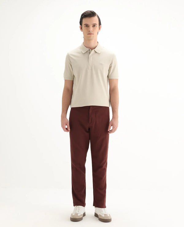 Rare Rabbit Men Pastor-3 Rust Drawstring Closure Plain Trouser