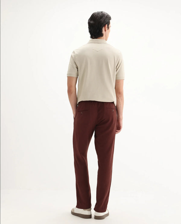 Rare Rabbit Men Pastor-3 Rust Drawstring Closure Plain Trouser