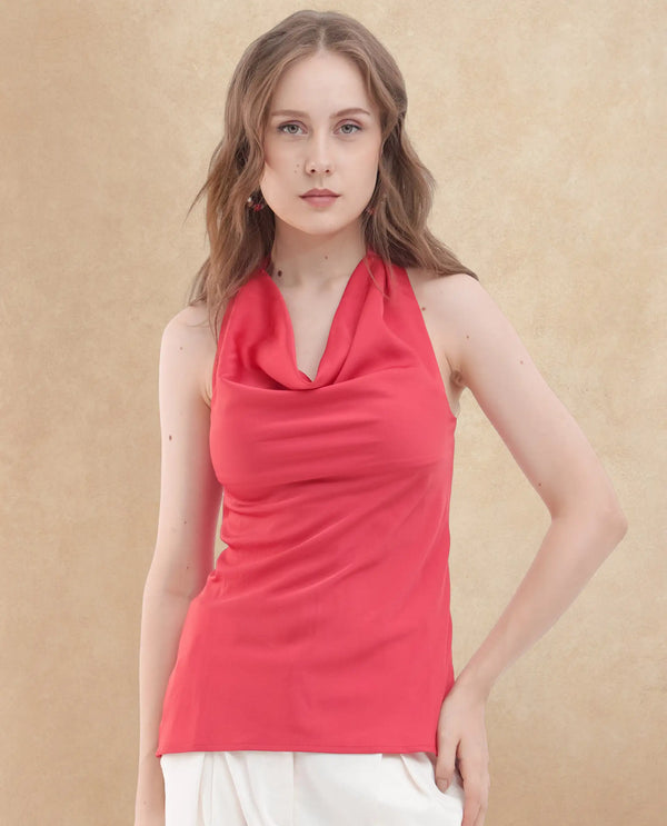 Rareism Womens Paxton Pastel Orange Top Sleeveless Solid