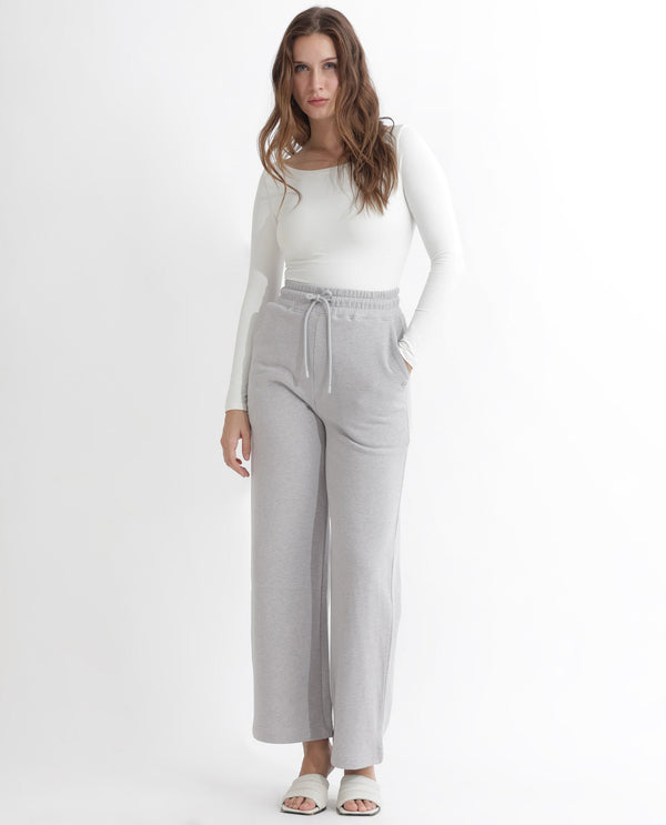 Rareism Articale Women Pazoo F Melange Grey Cotton Blend Fabric Drawstring Closure Flared Fit Plain Ankle Length Track Pant
