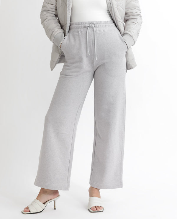 Rareism Articale Women Pazoo F Melange Grey Cotton Blend Fabric Drawstring Closure Flared Fit Plain Ankle Length Track Pant