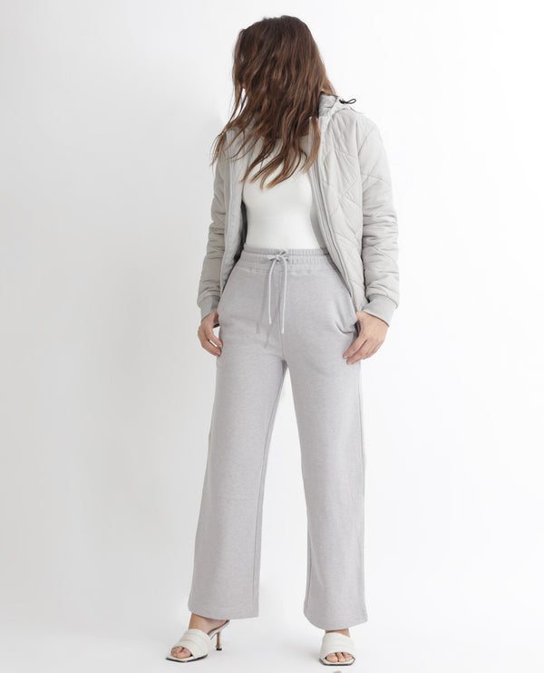 Rareism Articale Women Pazoo F Melange Grey Cotton Blend Fabric Drawstring Closure Flared Fit Plain Ankle Length Track Pant