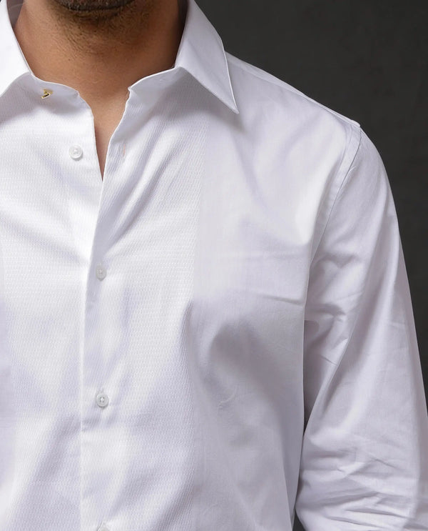 Rare Rabbit Men Pedron White Cotton Fabric Full Sleeve Regular Fit Solid Party Shirt