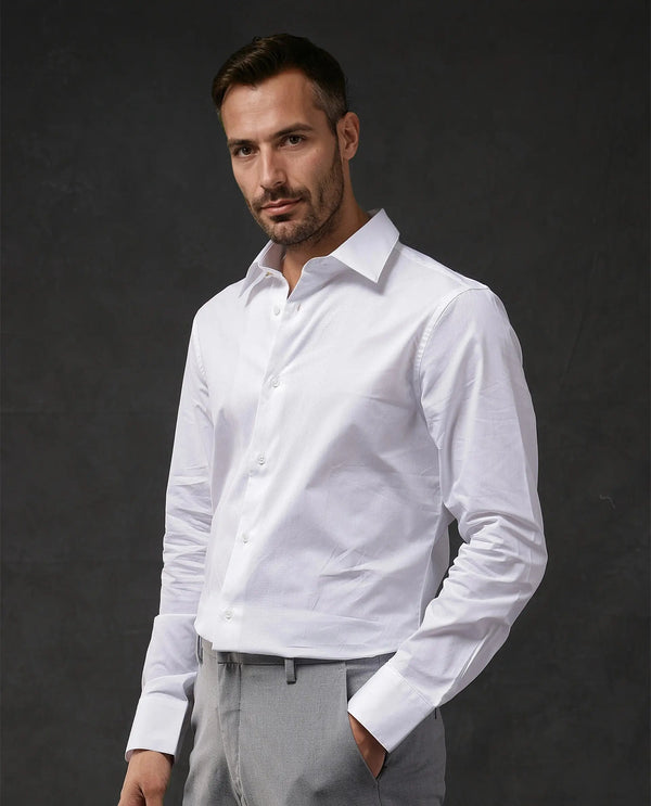 Rare Rabbit Men Pedron White Cotton Fabric Full Sleeve Regular Fit Solid Party Shirt