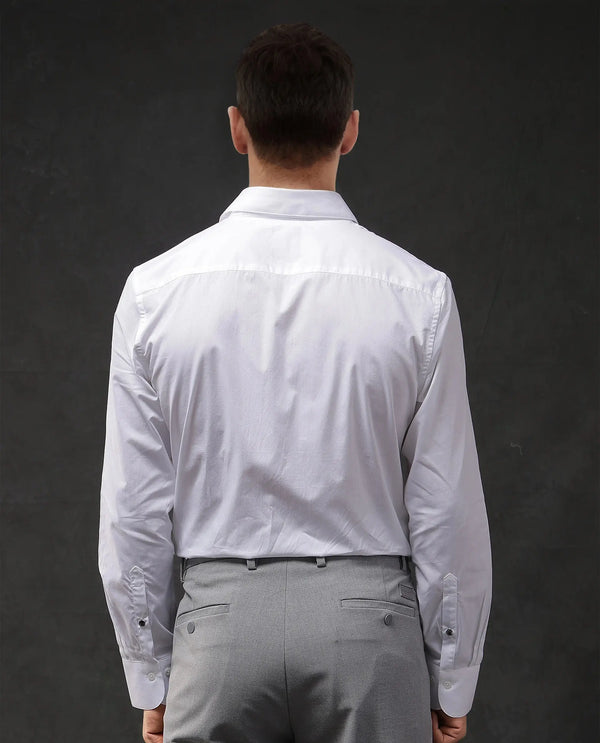 Rare Rabbit Men Pedron White Cotton Fabric Full Sleeve Regular Fit Solid Party Shirt