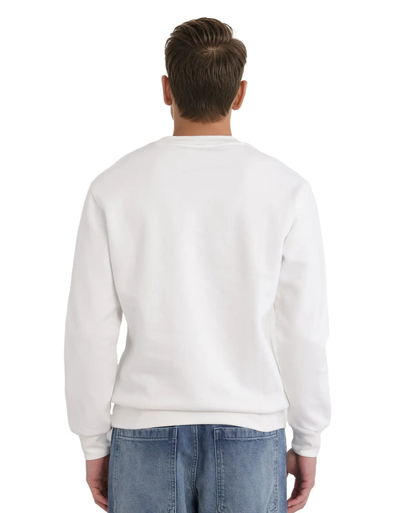 Rare Rabbit Men Pend White Cotton Blend Full Sleeve Crew Neck Boxy Fit Printed Sweatshirt