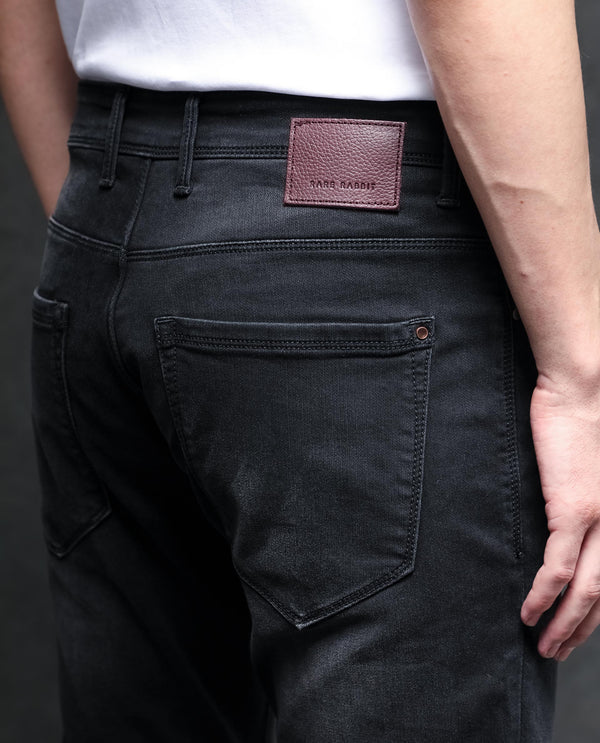 Rare Rabbit Men's Orleans Black Mid Wash Mid-Rise Slim Fit Jeans