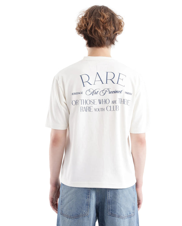 Rare Rabbit Men Persus Off White Cotton Poly Fabric Short Sleeve Boxy Fit Printed T-Shirt