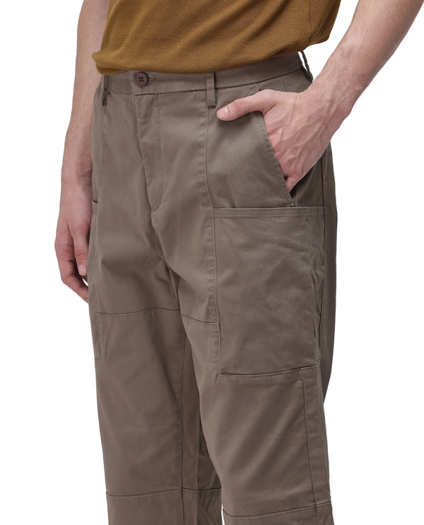 Rare Rabbit Men's Petro Dusky Olive Cotton Elastane Fabric Straight Fit Cargo Style Trouser