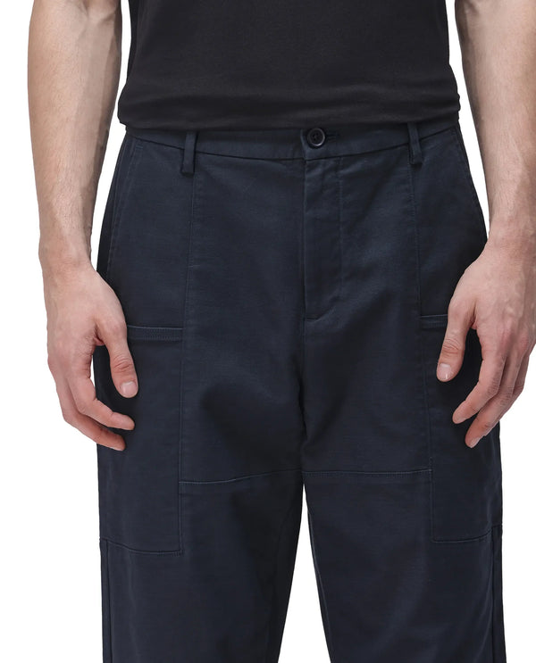 Rare Rabbit Men's Petro Navy Cotton Elastane Fabric Straight Fit Cargo Style Trouser