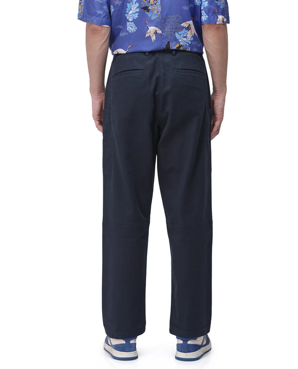 Rare Rabbit Men's Petro Navy Cotton Elastane Fabric Straight Fit Cargo Style Trouser