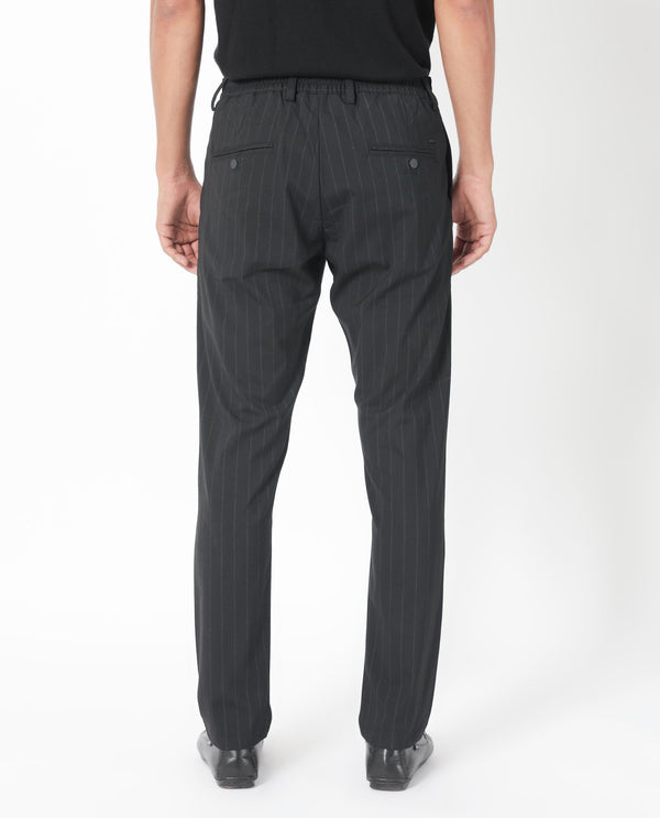 Rare Rabbit Men's Piper Navy Mid-Rise Regular Fit Striped Trouser