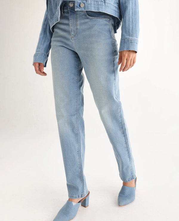 Rareism Women Pipevine Light Blue Cotton Lycra Fabric High Rise Solid Tailored Fit Ankle Length Jeans
