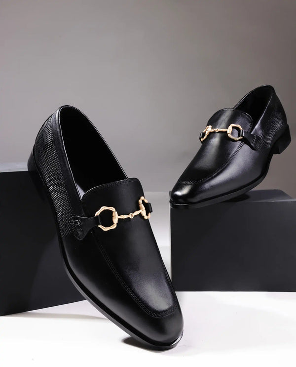 Rare Rabbit Men's Plaza Pro Black Slip-On Genuine Leather Slip-On Loafer