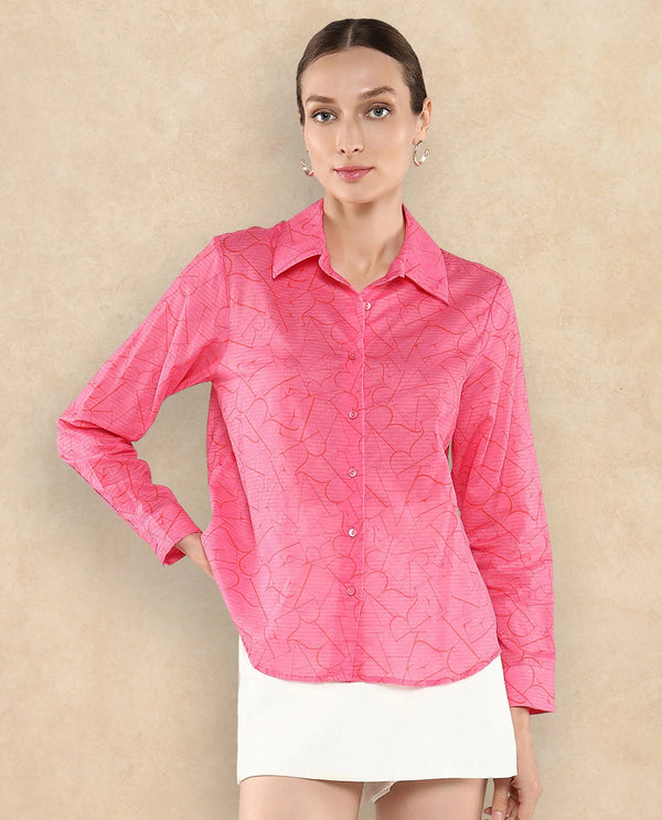 Rareism Women Poiny Pink Printed Top