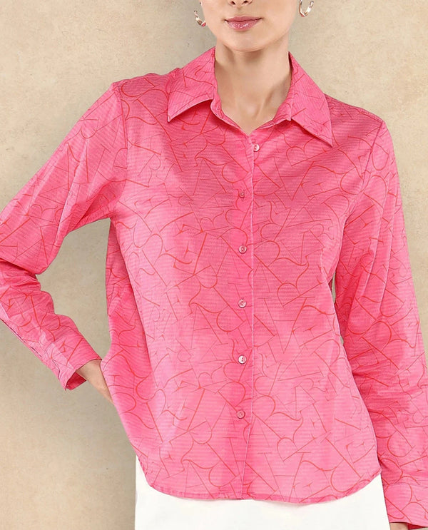 Rareism Women Poiny Pink Printed Top