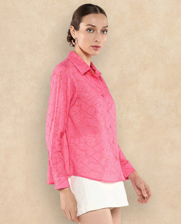 Rareism Women Poiny Pink Printed Top