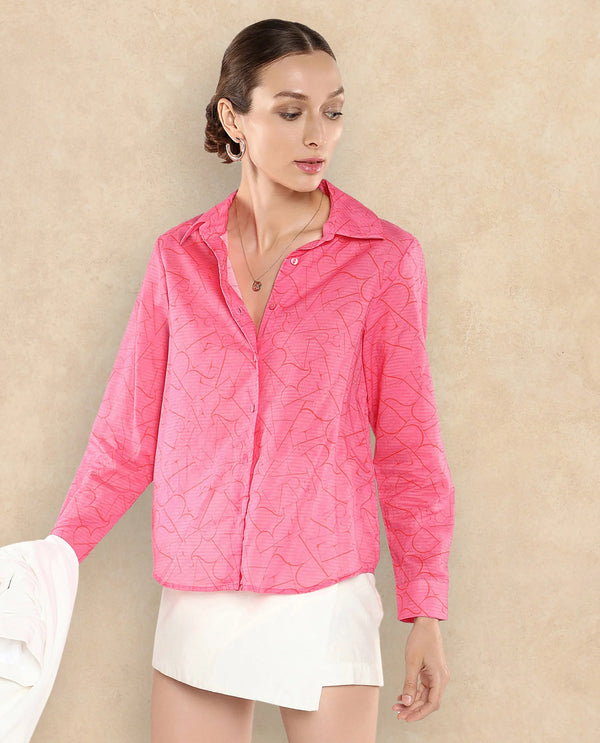 Rareism Women Poiny Pink Printed Top