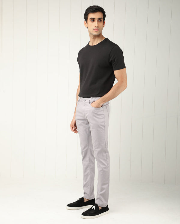 Rare Rabbit Men's Poke Light Purple Solid Mid-Rise Regular Fit Trouser