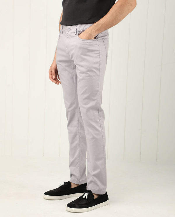 Rare Rabbit Men's Poke Light Purple Solid Mid-Rise Regular Fit Trouser