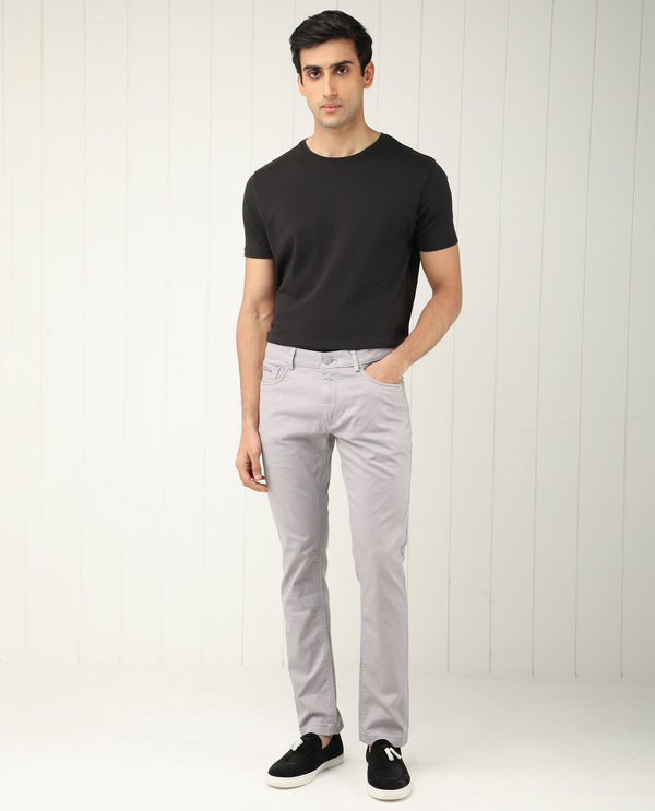 Rare Rabbit Men's Poke Light Purple Solid Mid-Rise Regular Fit Trouser