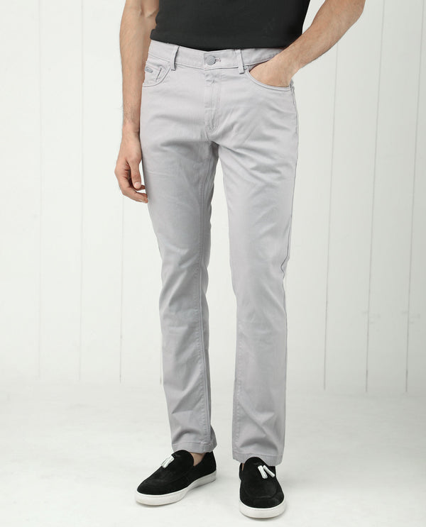 Rare Rabbit Men's Poke Light Purple Solid Mid-Rise Regular Fit Trouser