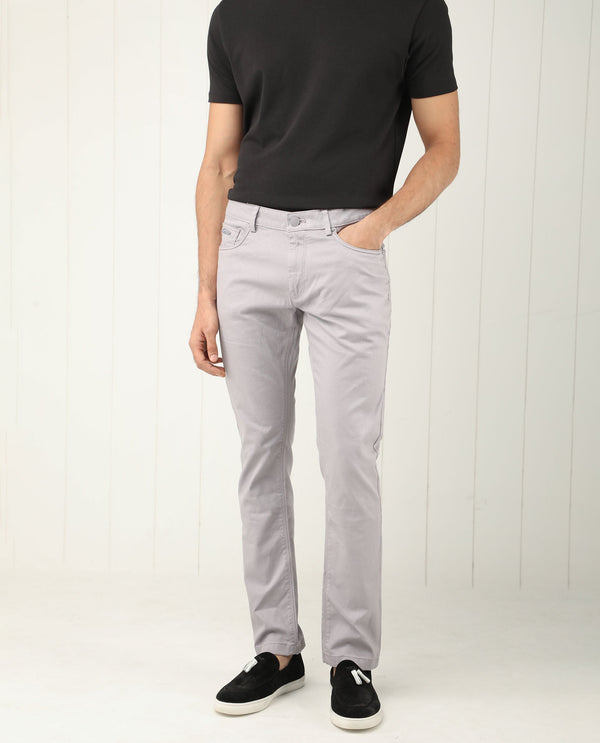 Rare Rabbit Men's Poke Light Purple Solid Mid-Rise Regular Fit Trouser