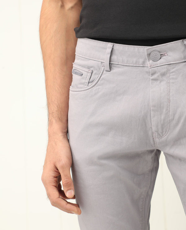 Rare Rabbit Men's Poke Light Purple Solid Mid-Rise Regular Fit Trouser