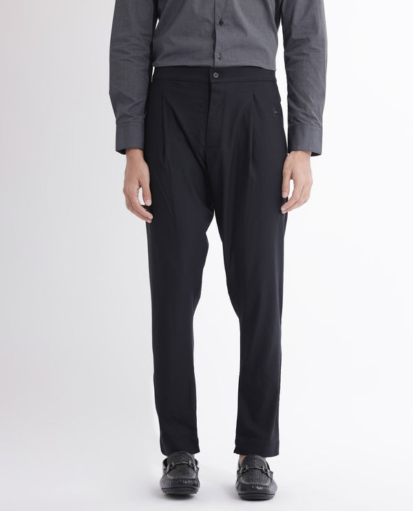 Rare Rabbit Mens Polin Black Viscose Fabric Mid Rise Regular Fit Solid Pajama