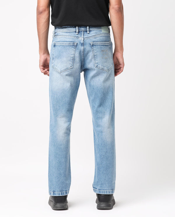 Rare Rabbit Men's Polin Light Blue Light Wash Mid-Rise Regular Fit Jeans