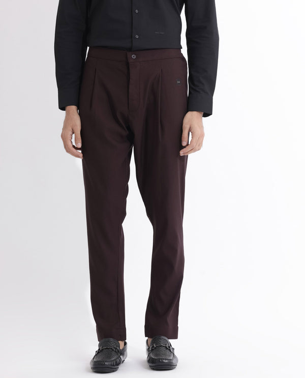 Rare Rabbit Mens Polin Maroon Viscose Fabric Mid Rise Regular Fit Solid Pajama