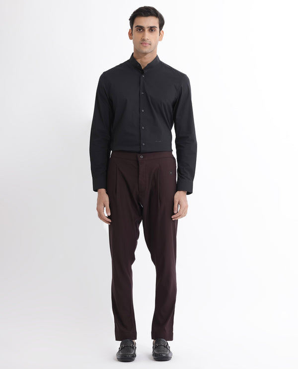 Rare Rabbit Mens Polin Maroon Viscose Fabric Mid Rise Regular Fit Solid Pajama