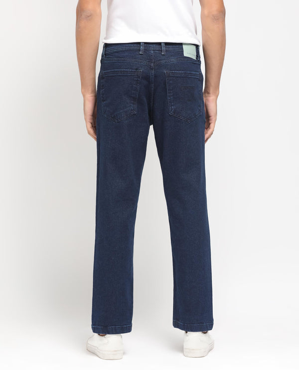 Rare Rabbit Men's Polin Navy Dark Wash Mid-Rise Regular Fit Jeans