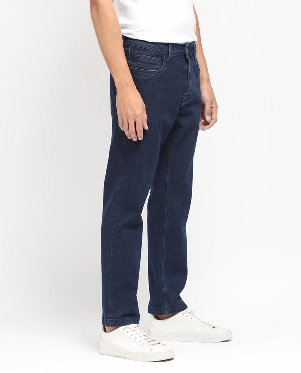 Rare Rabbit Men's Polin Navy Dark Wash Mid-Rise Regular Fit Jeans